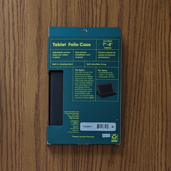 Protect Onn. Folio Case for 7-8" Tablets Black - Picture 2 of 3